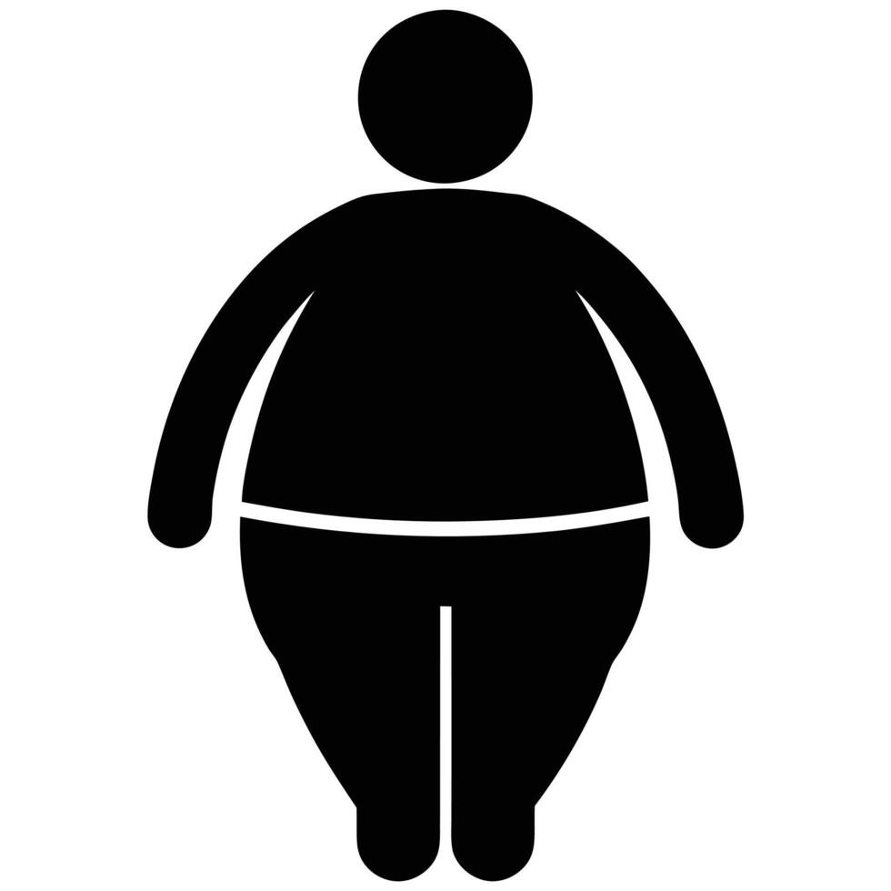 Overweight Person Icon Silhouette Obesity Symbol Graphic Illustration vector