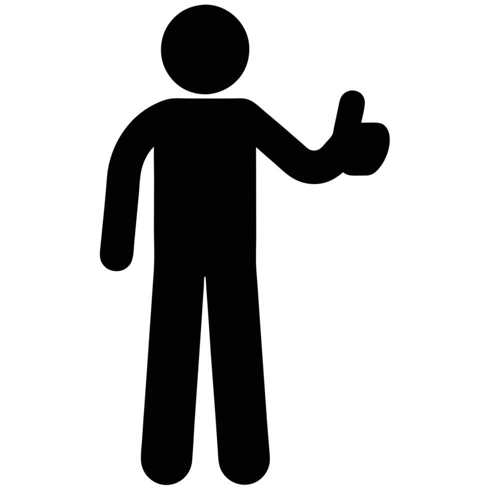 Stick Figure Giving Thumbs Up Gesture Flat Icon Illustration vector