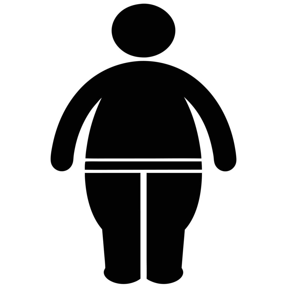 Obese Person Icon Overweight Figure Symbol Human Body Silhouette Shape vector