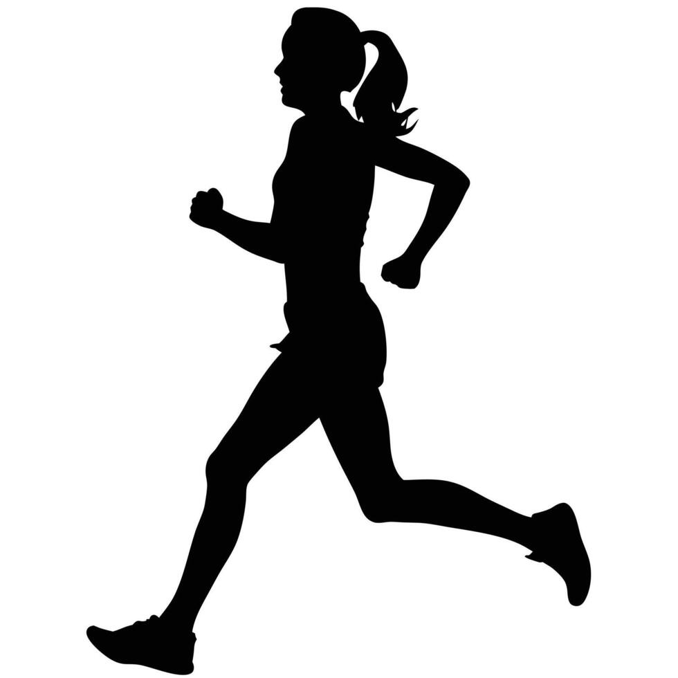 Woman Running Silhouette Illustration Exercise Fitness Wellness And Active Lifestyle vector