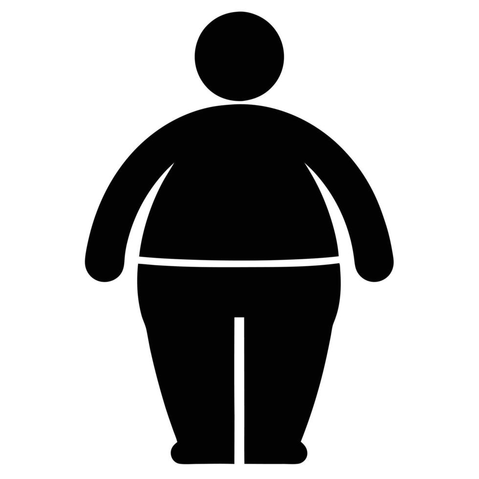 Overweight Silhouette Icon Representing Obesity Or Unhealthy Lifestyle Body Figure vector