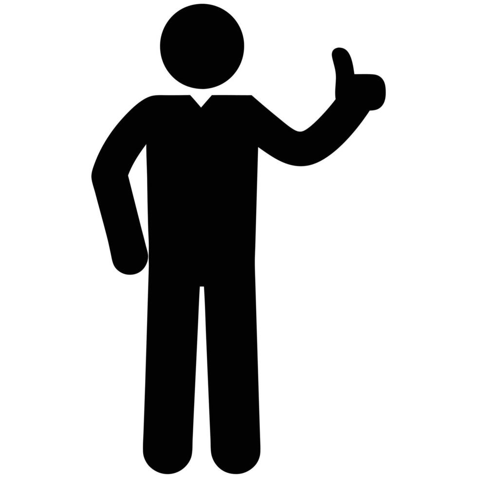 Simple Black Pictogram Figure Showing Thumbs Up Sign Gesture Of Approval vector