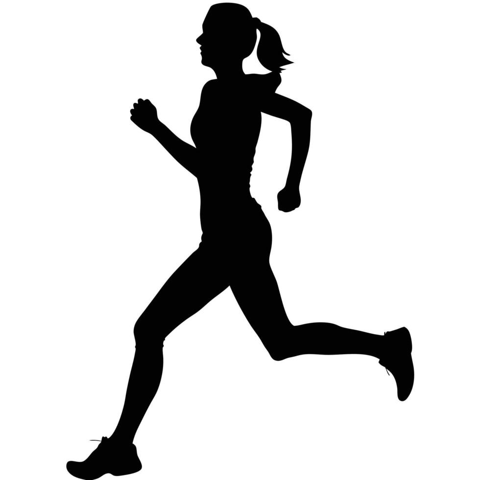 Silhouette Of Woman Running Jogging Illustration Isolated On White Background vector