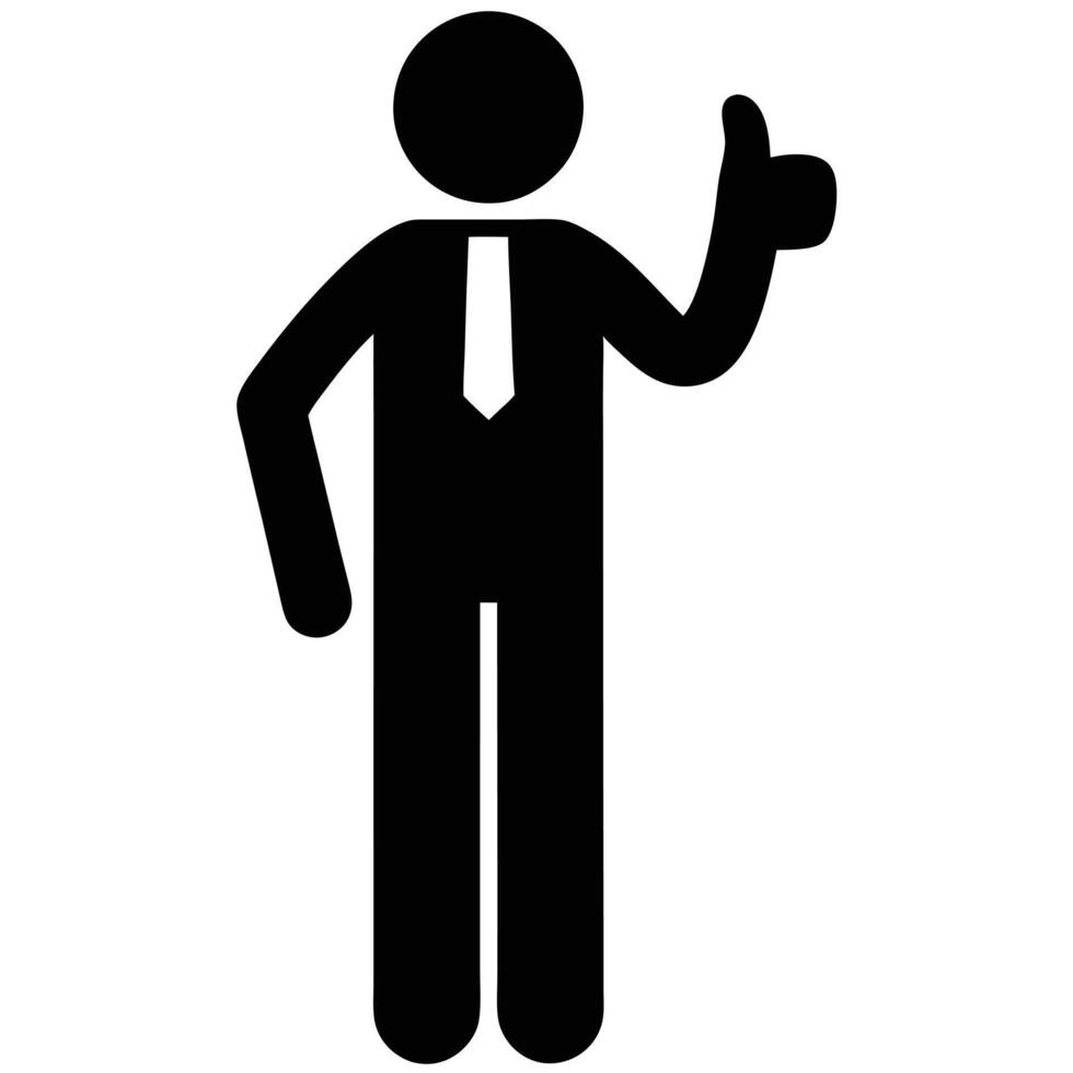 Black Business Icon Giving Thumbs Up Approval Gesture Illustration vector