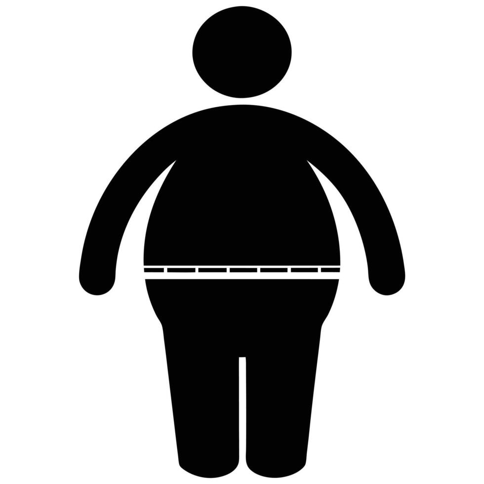 Overweight Silhouette Icon Obesity Health Risk Poor Diet And Weight Gain Concept vector