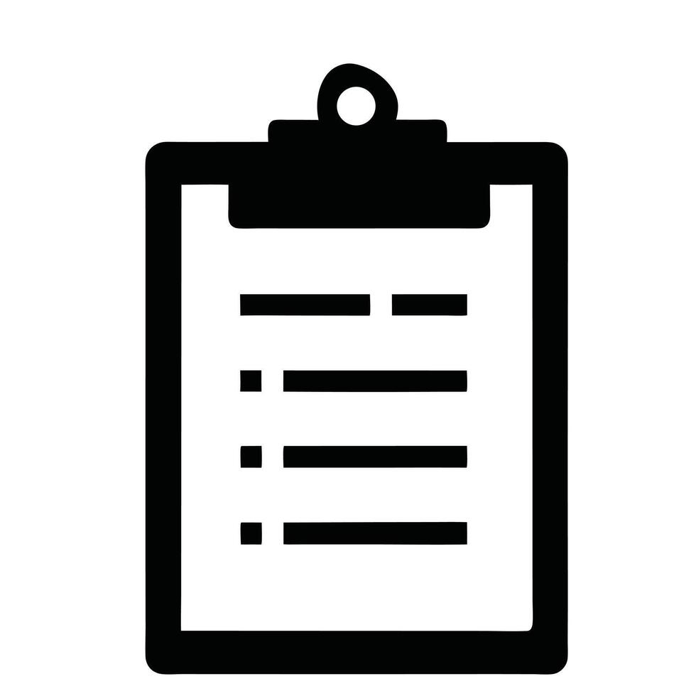 Black And White Clipboard With Checklist Items And Rounded Corners vector