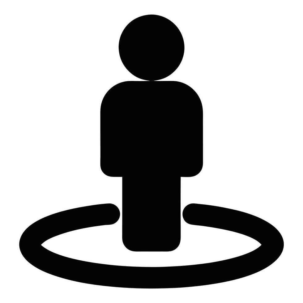 Black Person Icon With Location Indicator Illustration On White Background vector