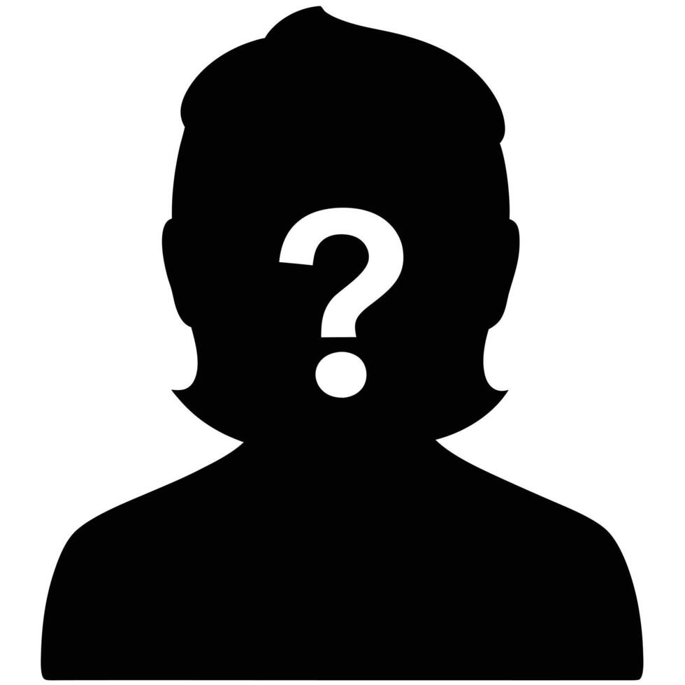 Silhouette Of Person With Question Mark Representing Unknown Identity And Inquiry vector