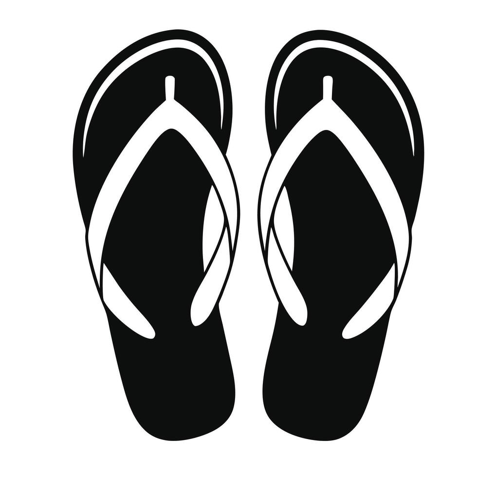 Black And White Illustration Of Summer Flip Flops For Beach Wear vector