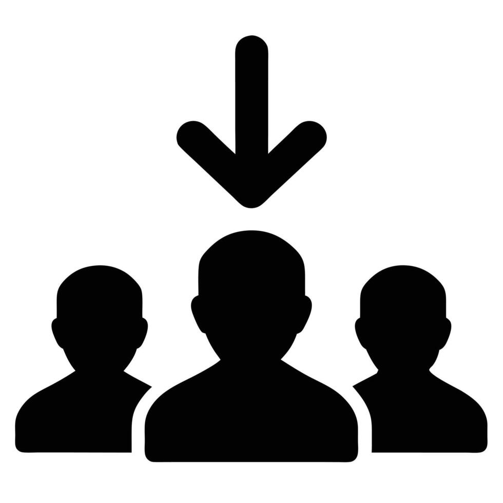 Team Selection Process Representation With Arrow Highlighting One Person From Group vector