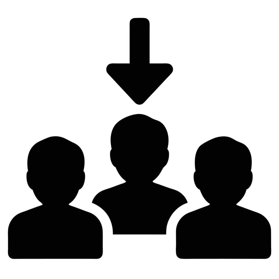 Select User Icon With Arrow Pointing Downwards Recruitment Concept Isolated vector