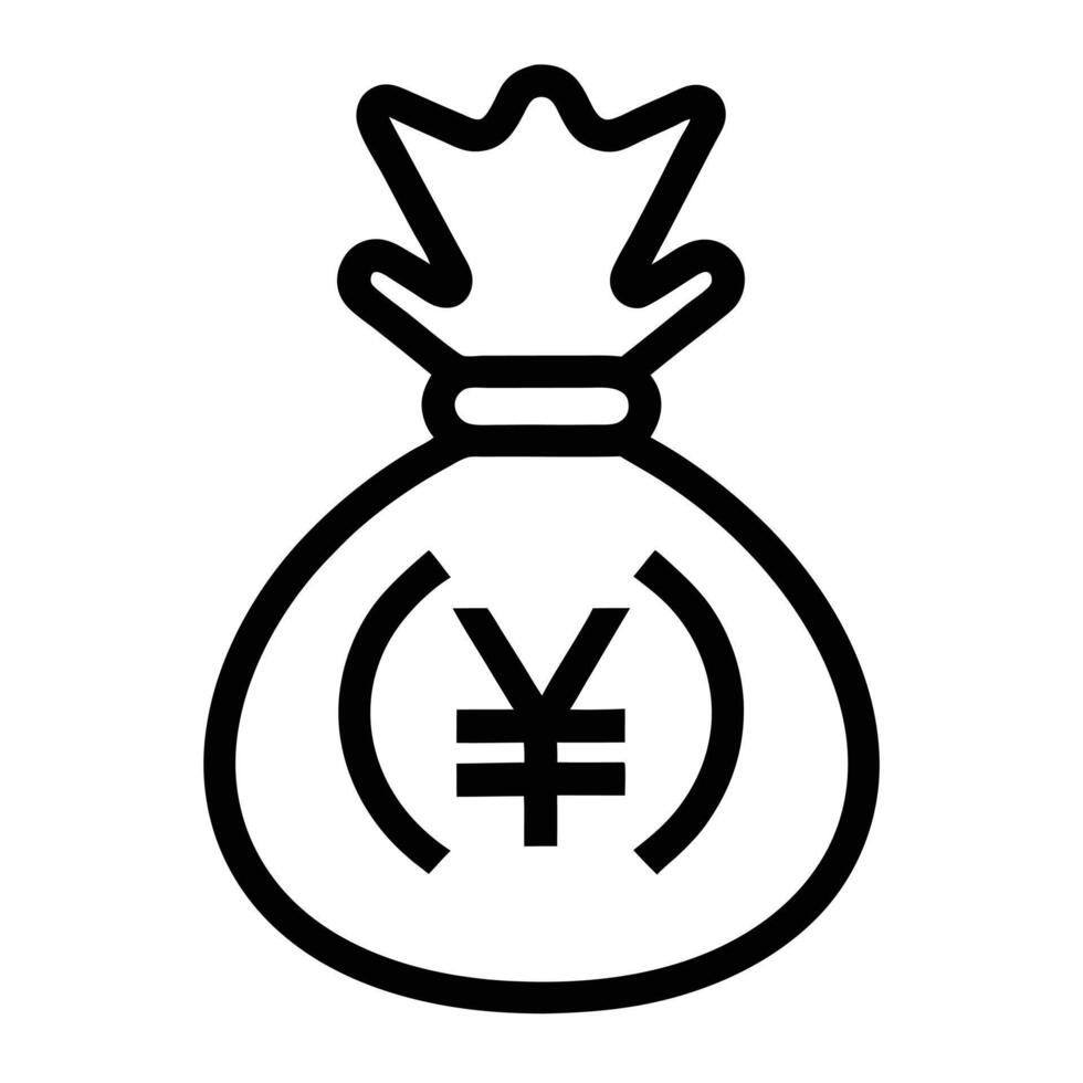 Outline Icon Depicting A Bag Of Japanese Yen Currency For Finance Themes vector