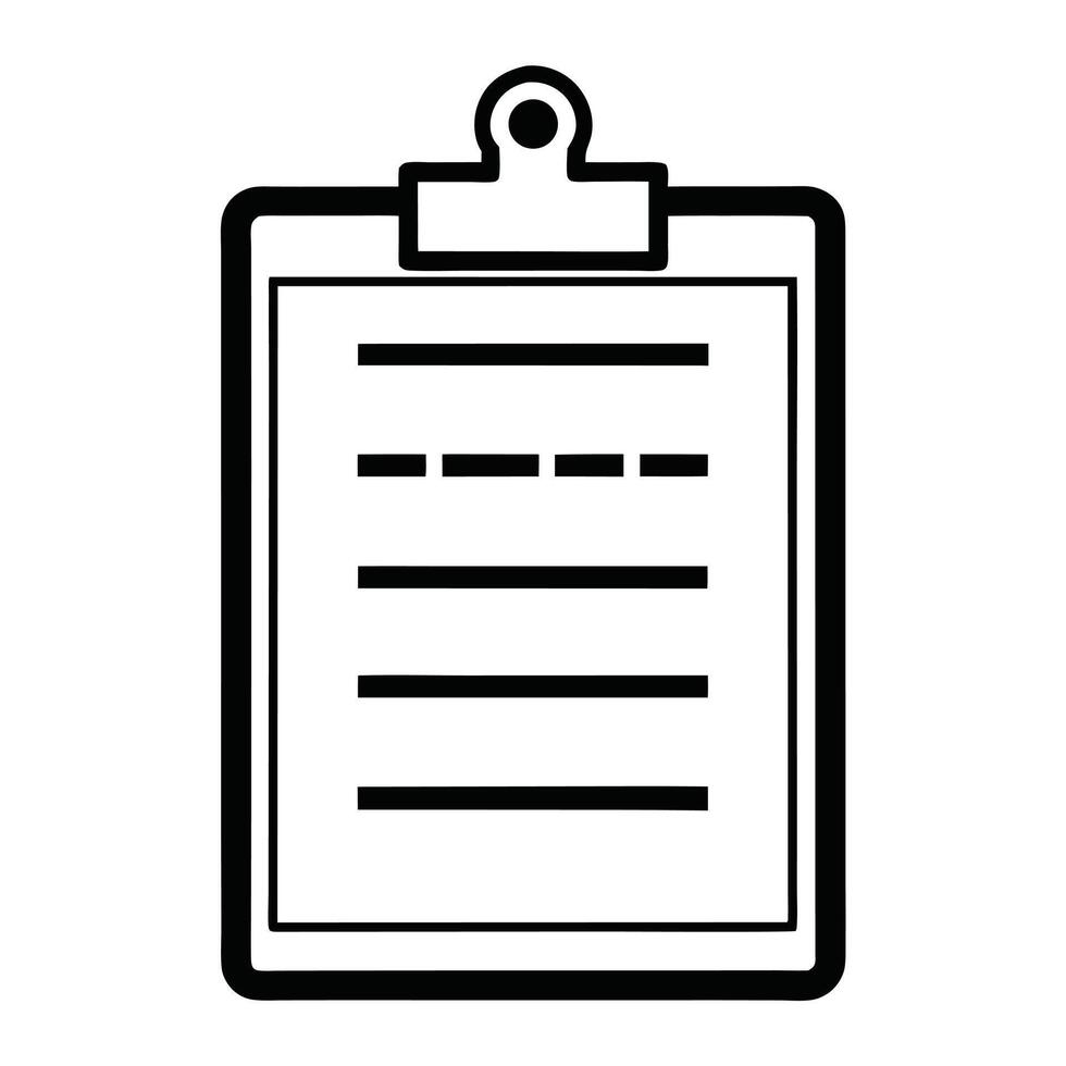 Black And White Clipboard Illustration Represents Business Tasks And Data Form Outline vector