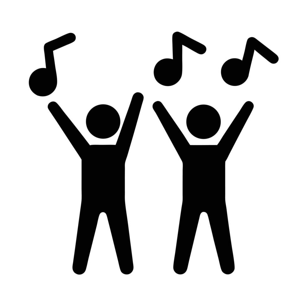 Two People Celebrating Music Notes With Raised Hands In Joyful Celebration vector