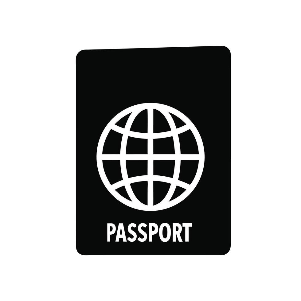 Minimalistic Black And White Passport Icon With Globe Travel Document Illustration vector