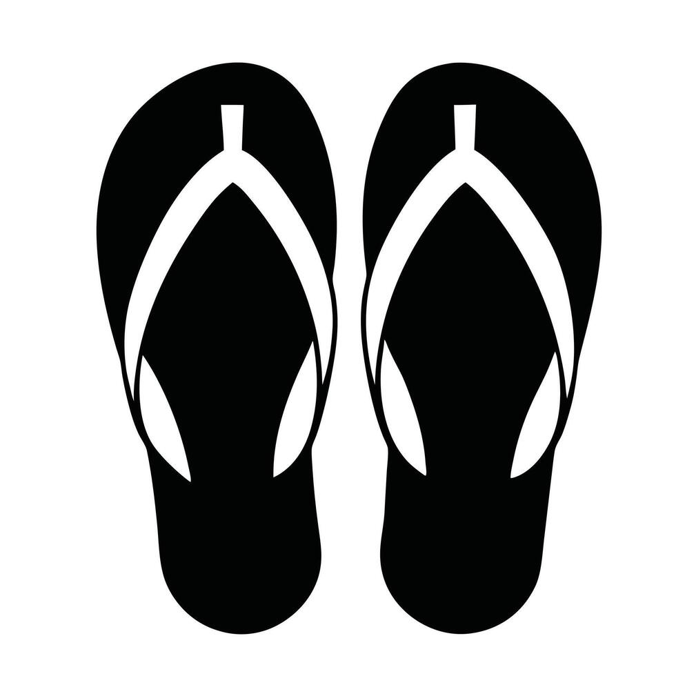Black And White Flip Flop Illustration Summer Vacation Minimalist Flat Design vector