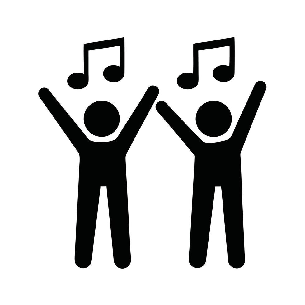 Dancing People Silhouette With Musical Notes Illustration Graphic Design vector