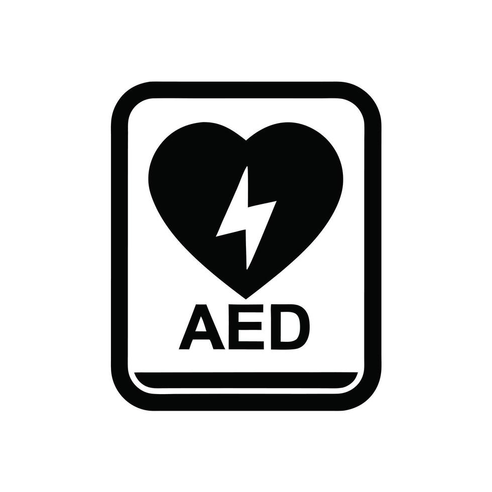 Aed Symbol Sign Automated External Defibrillator Healthcare Emergency Equipment vector