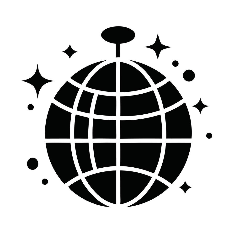 Isolated Black Disco Ball And Stars Icon Nightclub Party Design vector