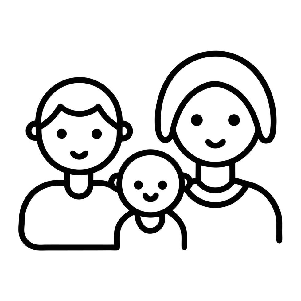 Happy Family With Baby Icon Line Style Illustration Design vector