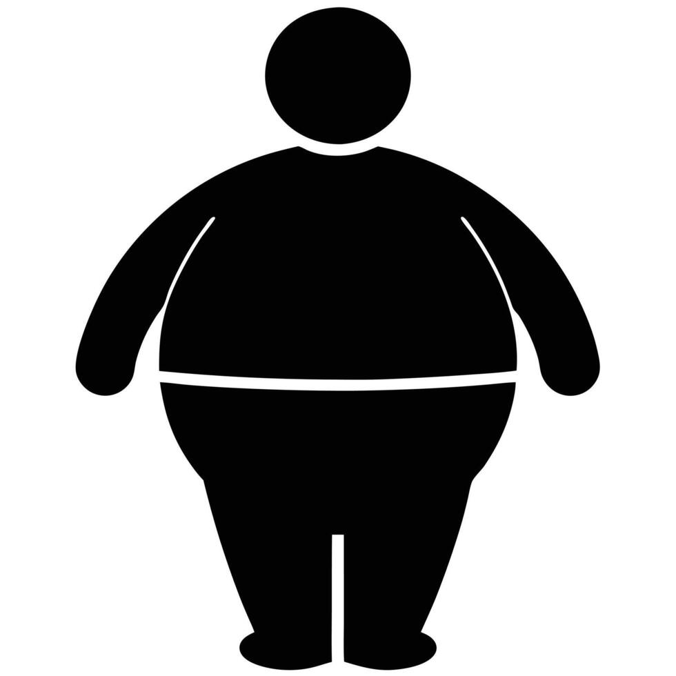 Overweight Person Icon Black Silhouette Weight Management Health Issues vector
