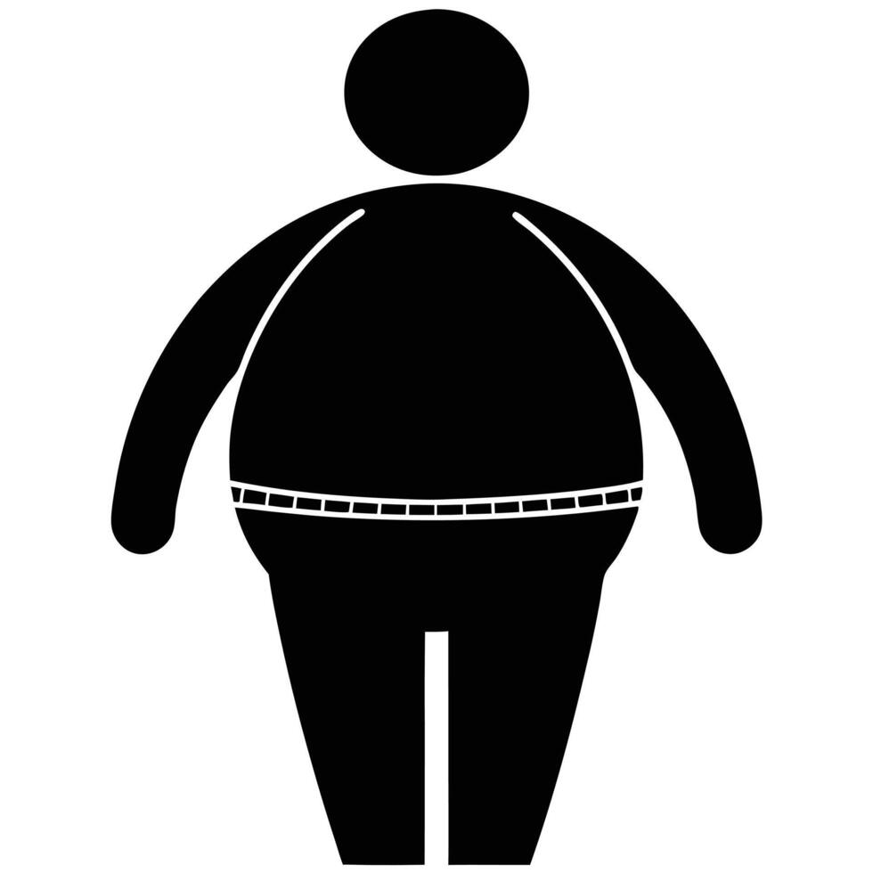 Overweight Person Icon With Measuring Tape Waist Concept Of Health Problem vector