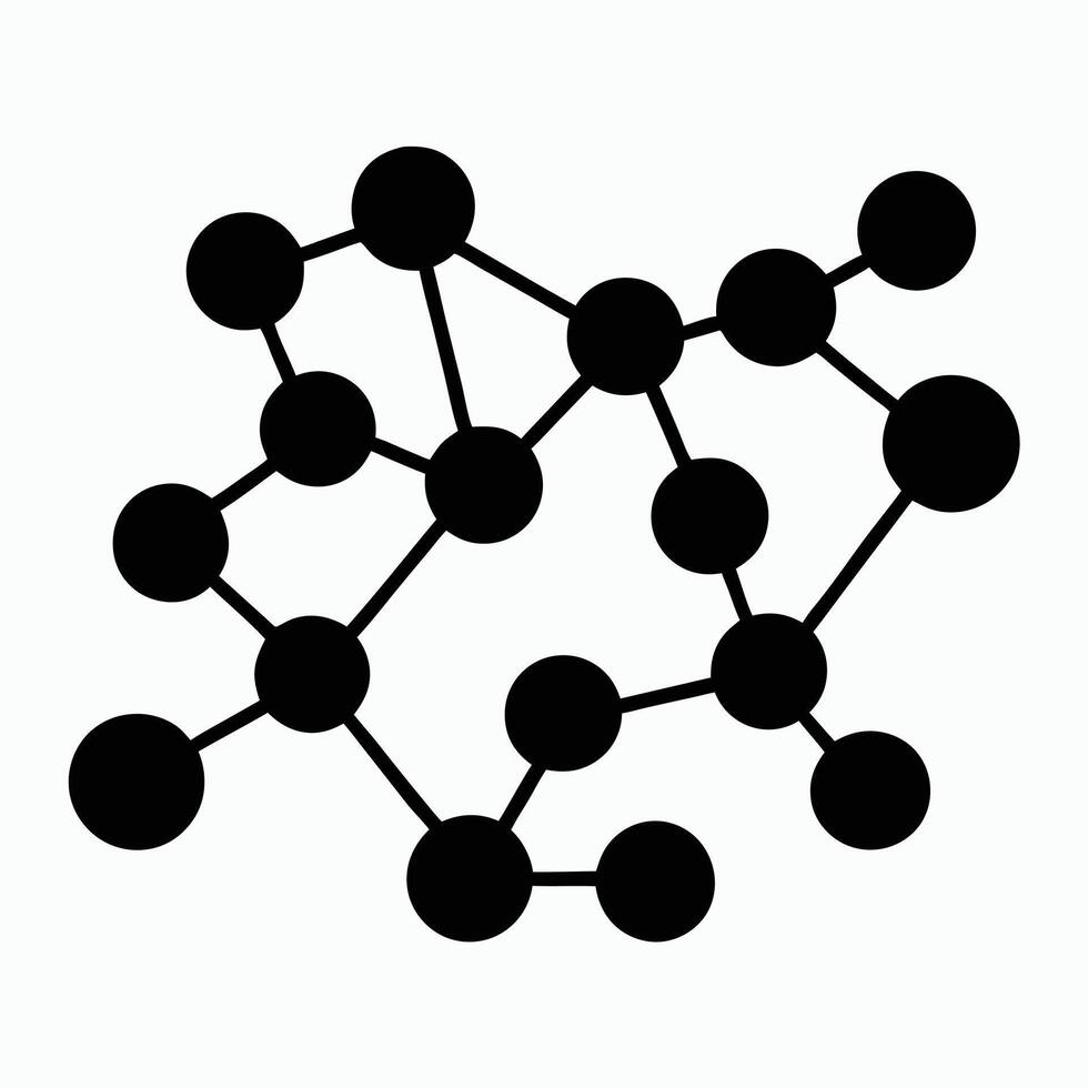 Abstract Network Connection With Black Circles And Lines On White Background vector