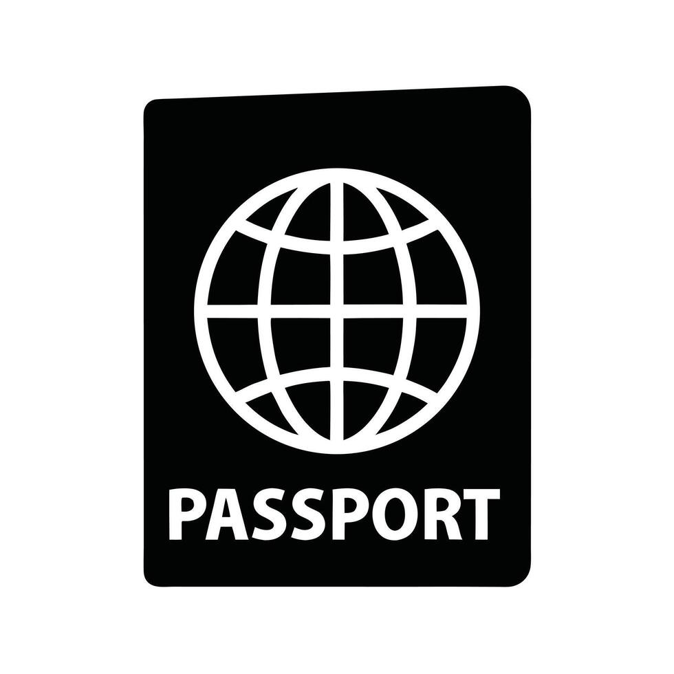 Passport Icon Featuring A Globe Graphic In A Simple Black And White Design vector