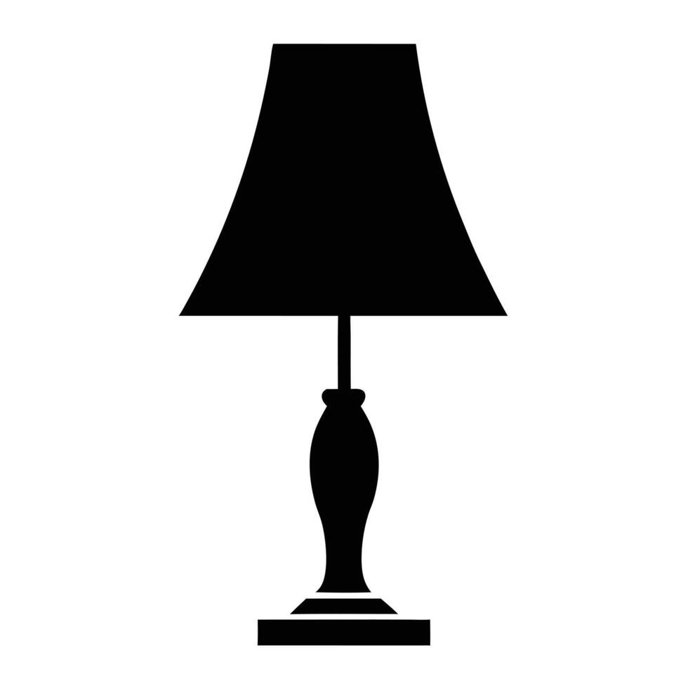 Simple Black Silhouette Illustration Of A Traditional Table Lamp Graphic vector