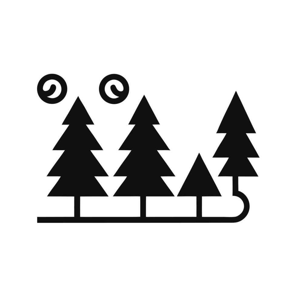 Minimalist Christmas Tree Icon With Sleigh Illustration On White Background vector