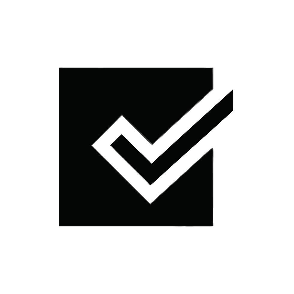 Modern Check Mark Symbol In Black Square Approval Icon vector