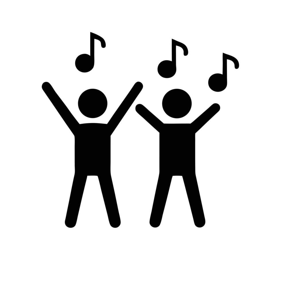 Cheerful People Dancing And Enjoying Music Icon Design Isolated On White vector