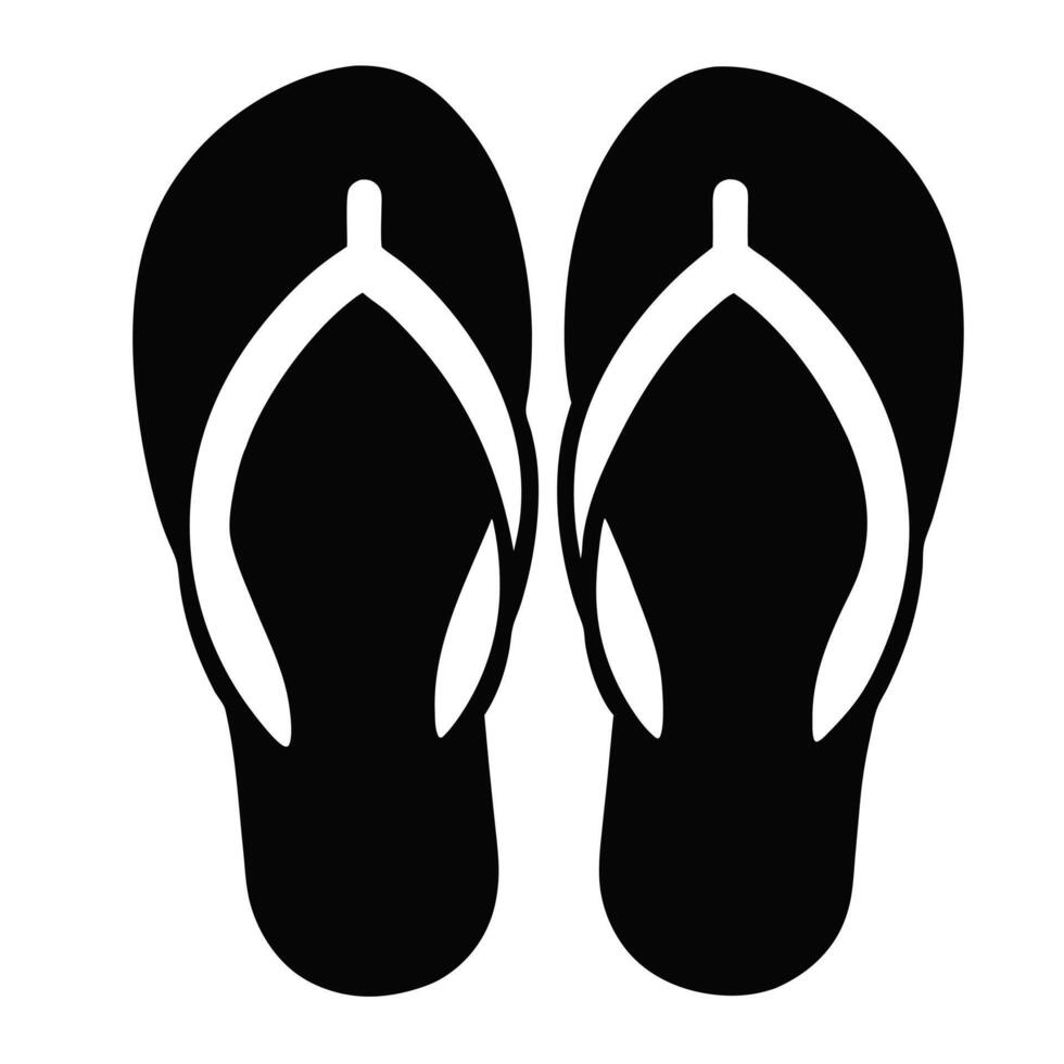 Simple Black And White Flip Flops Graphic Illustration vector