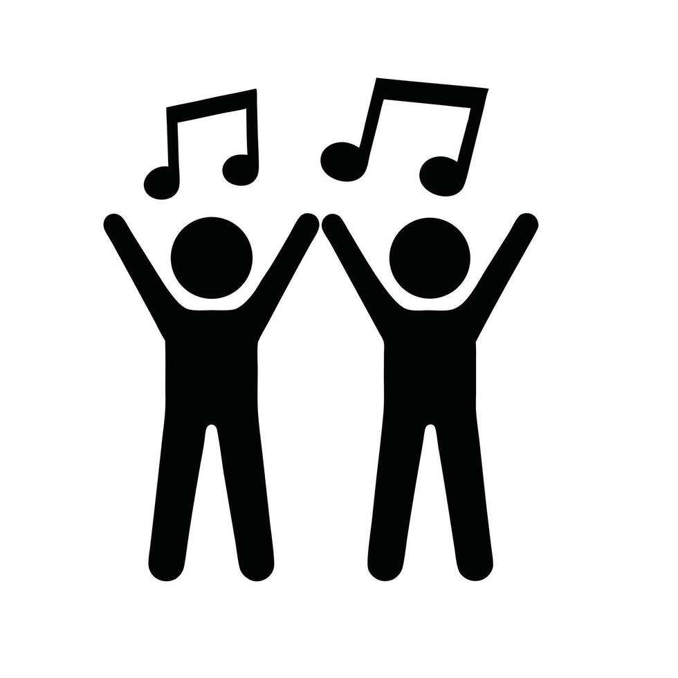 Celebrating Music With Joyful Stick Figures Simple Illustration vector