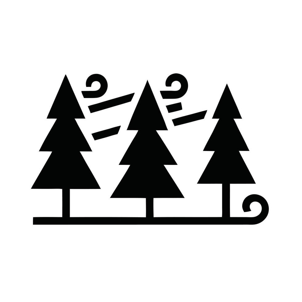 Wind Blowing Through Evergreen Trees Silhouette Forest Breeze Illustration Simple Design vector