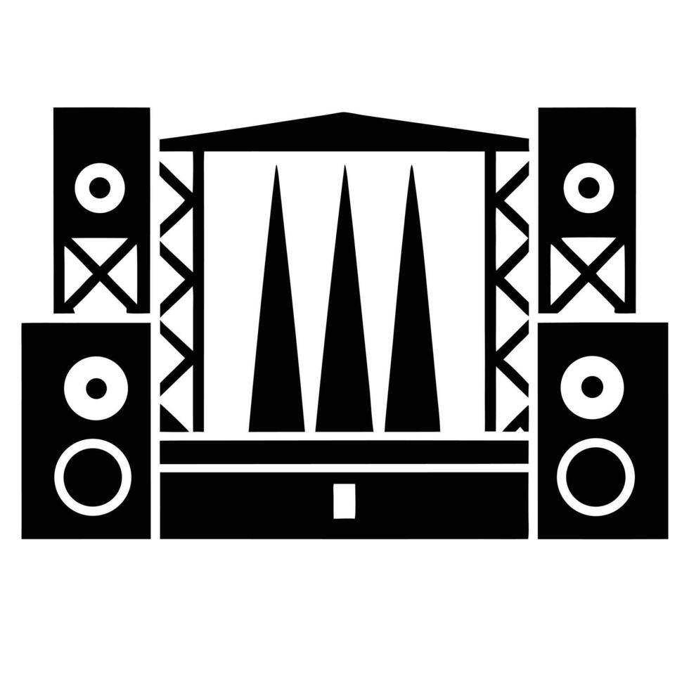 Concert Stage Graphic Illustration With Loudspeakers And Stage Lights vector