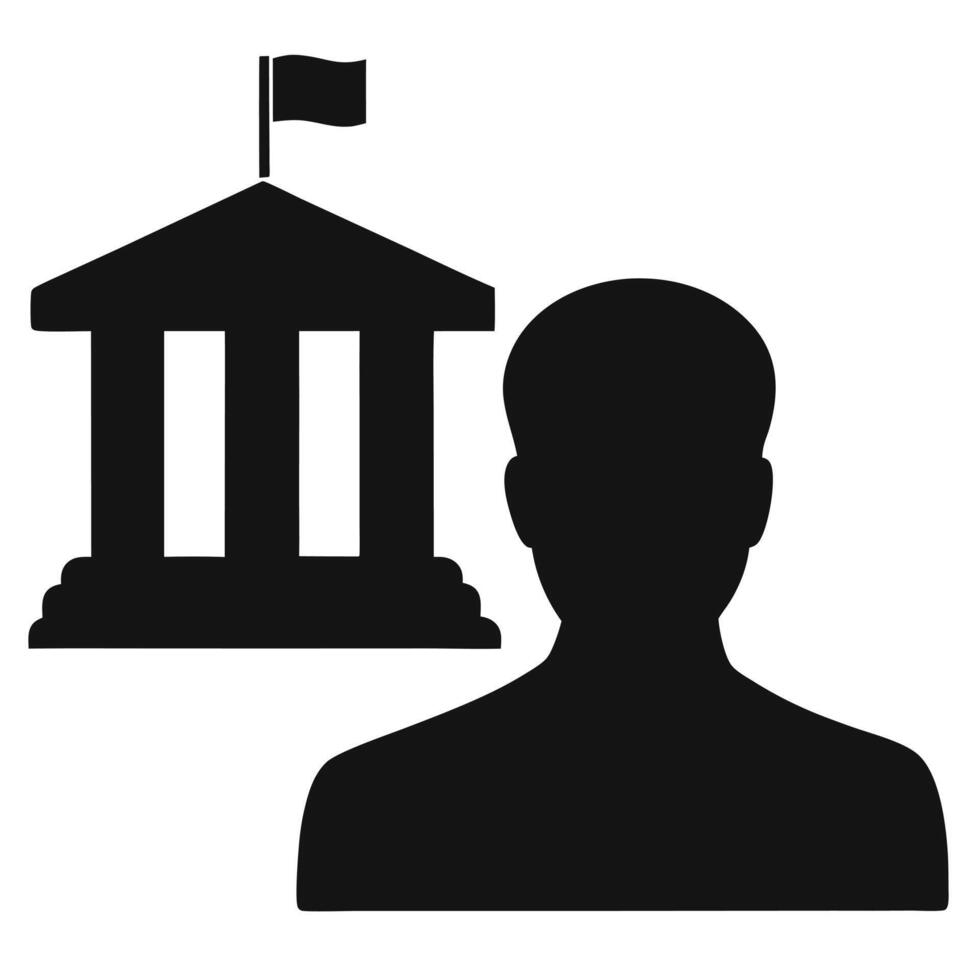 Silhouette Of Person Near Government Building Symbolizes Politics And Civic Engagement vector