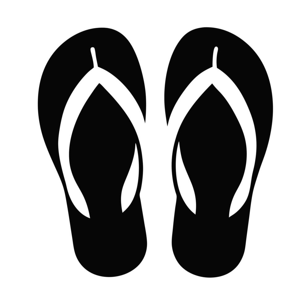 Black Flip Flops Illustration Isolated On White Background Simple Design vector