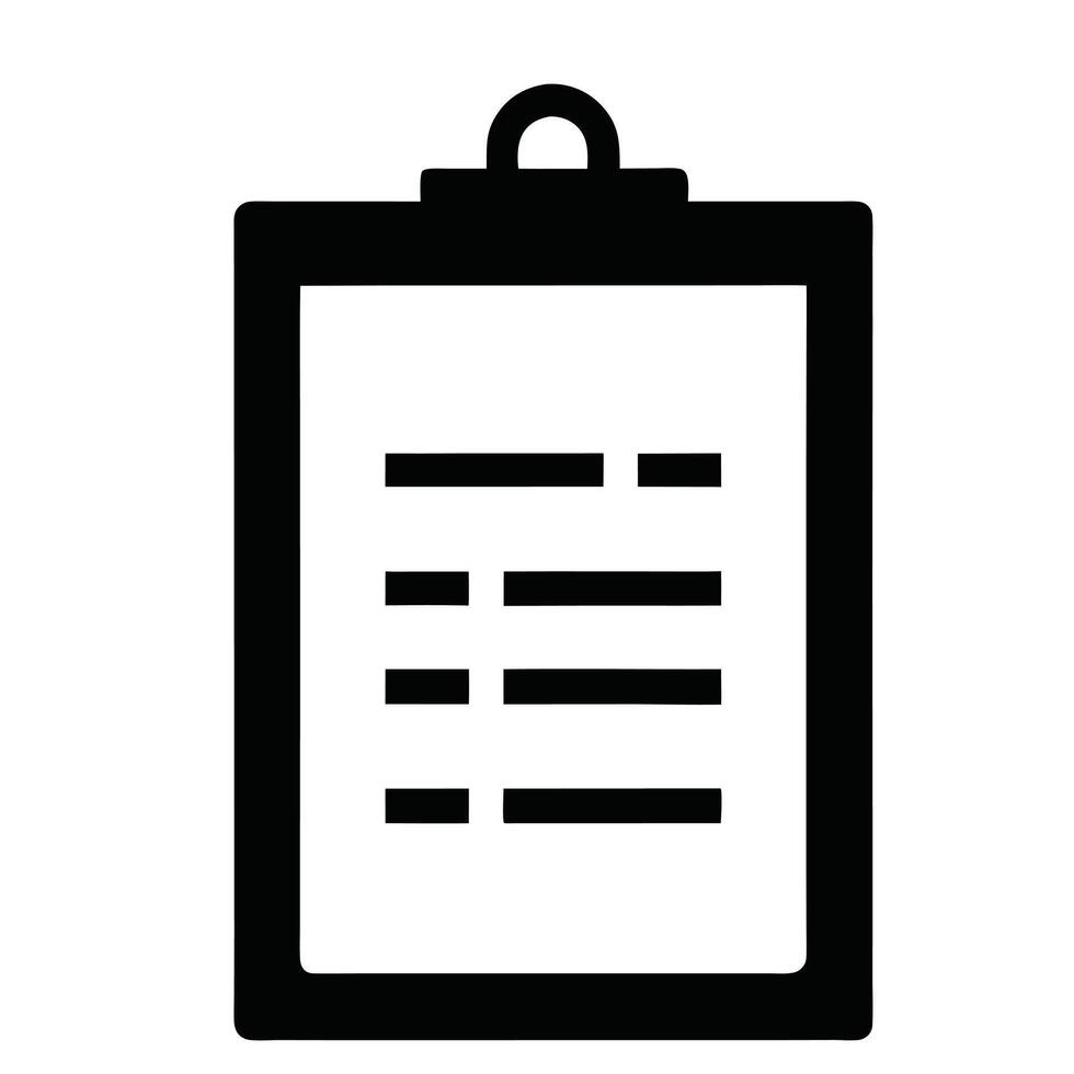 Simple Black And White Clipboard Icon With Checklist Items Illustration vector