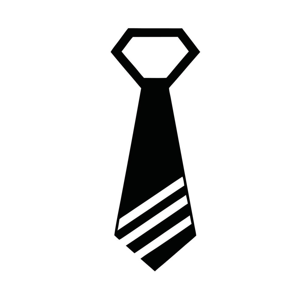 Striped Necktie Graphic Element Formal Business Icon Black And White Minimalist Style vector