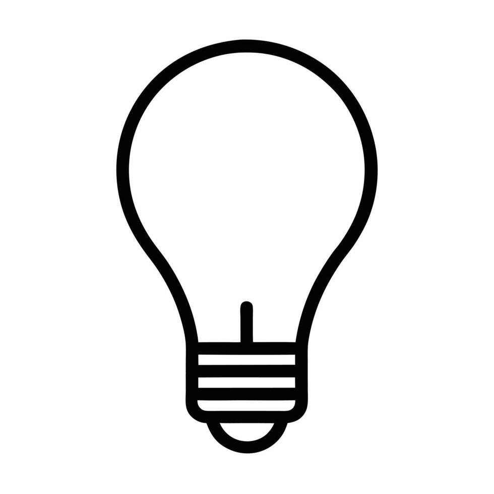 Simple Black Outline Of A Light Bulb Symbol On A White Background vector