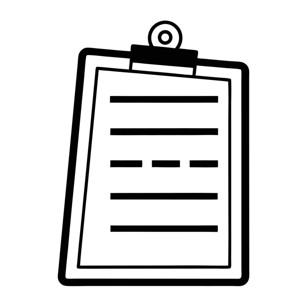 Black And White Clipboard With Paper Illustration Design Element vector