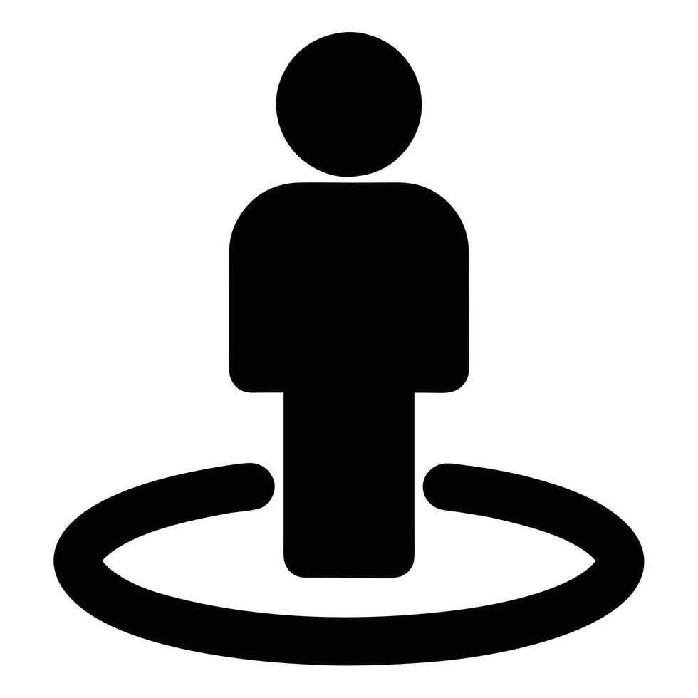 Black Silhouette Of Person Icon With Circular Locator Symbol Illustration vector