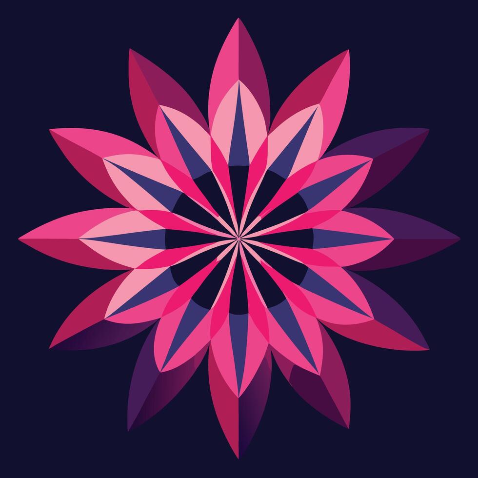 Geometric Flower Petal Design On Dark vector