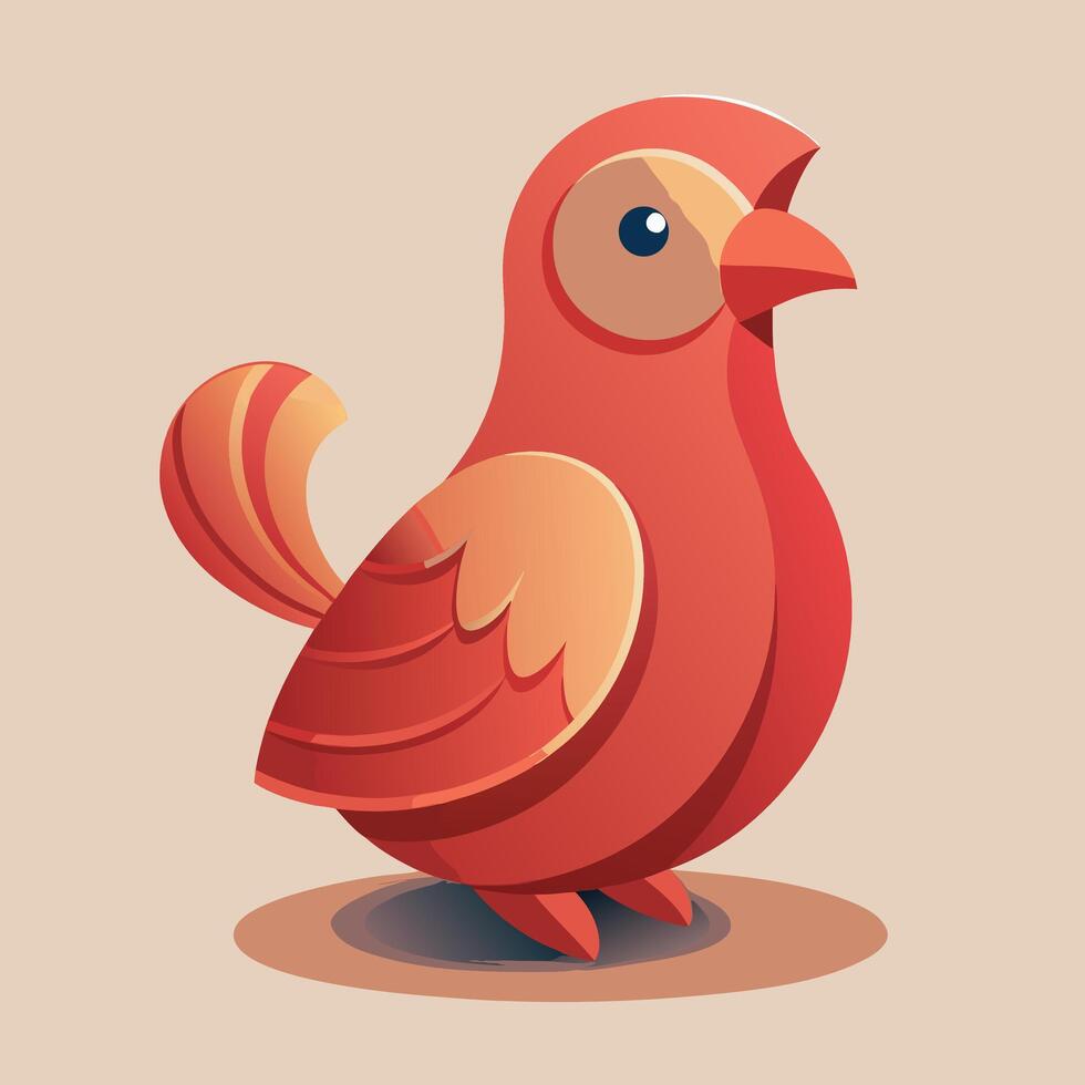 Cute Orange Cartoon Bird Illustration vector