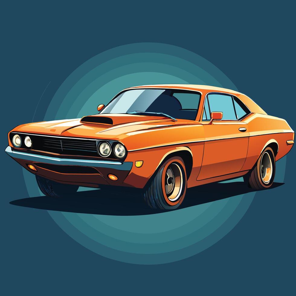 Orange Classic Car Illustration Design vector