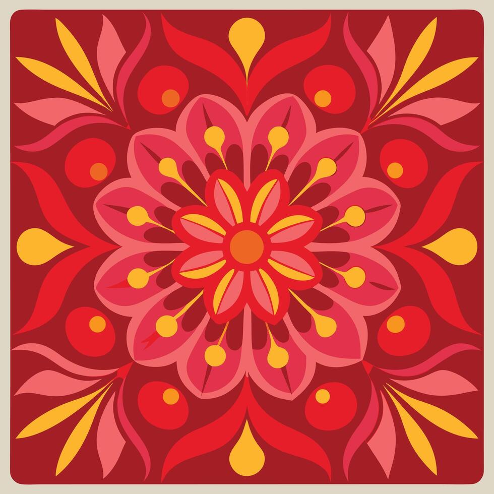 Decorative Red And Yellow Floral Pattern vector