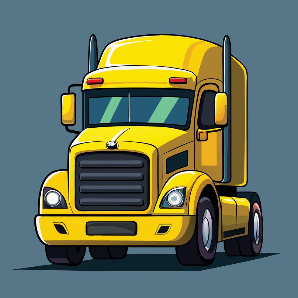 Cartoon Style Yellow Semi Truck vector