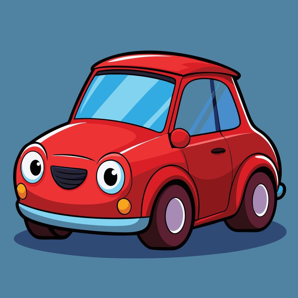 Cute Red Cartoon Car Illustration vector