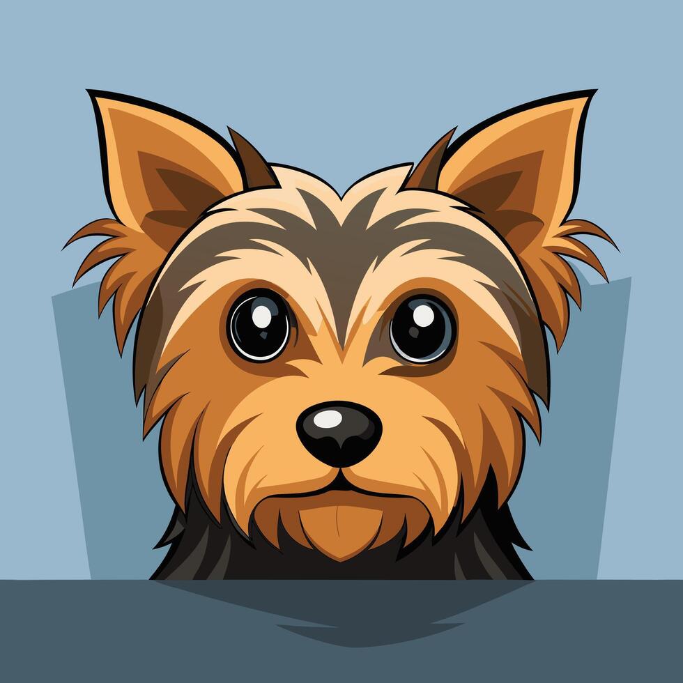 Cartoon Yorkshire Terrier Dog Face Design vector